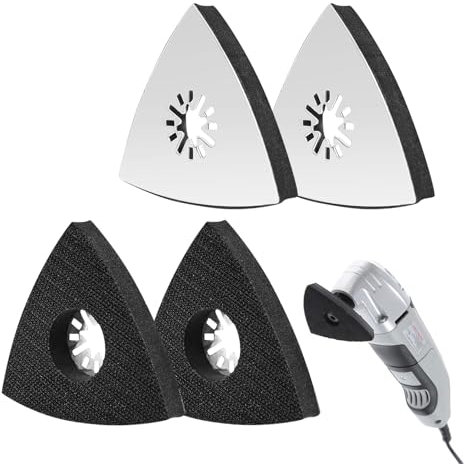 4 pièces patin ponceuse triangulaire, plateau ponceuse parkside, plateau ponceuse triangulaire, accessoire outil multifonction parkside (80mm)
