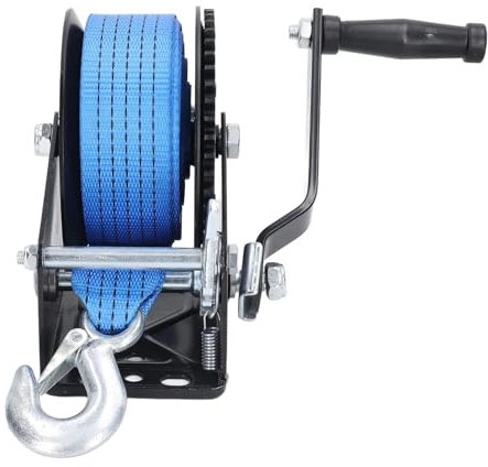 Treuil de remorque de treuil manuel, Treuil manuel 1600lbs avec sangle en Nylon, treuil à manivelle robuste en acier allié for le levage industriel pour camion, jet ski, camping-car, VTT