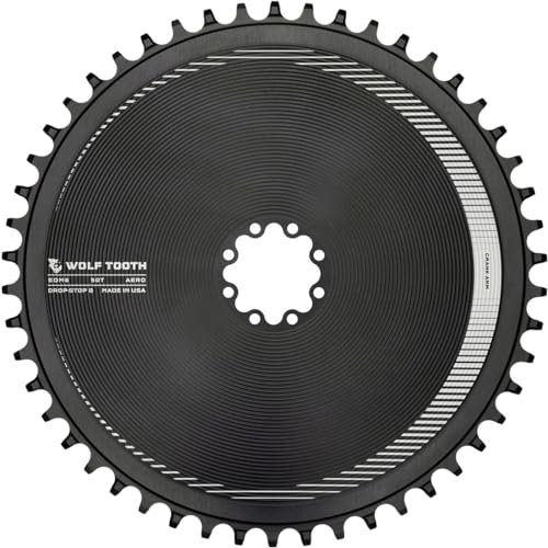 Wolf Tooth Components Sram kompatibles Aero-Kettenblatt mit Direktmontage, Schwarz, 8 Bolzen, 50T