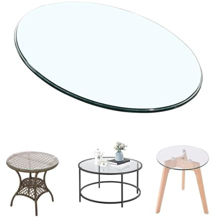 Tablero De Mesa De Cristal Templado Redondo 360 Mm Cristales for Mesas Tablero for Escritorio Es Ideal, Seguro y Duradero, Tapa De Cristal for Mesa Redonda con Forma Circular Vidrio(58CM(23INCH))