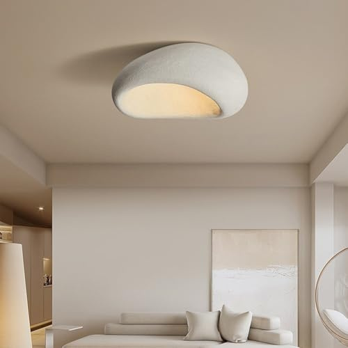 HEYUN Wabi-sabi Deckenlampe Moderne E27 Polyethylen-Lampenschirm Harz Deckenleuchte Kreative Lampe Decke Für Schlafzimmer Esszimmer Wohnzimmer Flur Innenbeleuchtung(A,60)