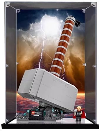 Acrylic Display case, Compatible with Lego 76209 Thor's Hammer Display Box kit, dustproof, UV-Resistant Transparent Display case (Display case only, kit not Included) (Back Spray + Mirror)