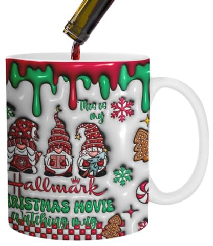 Acunny Tasse de Gnome de Noël, Tasse à Café en Céramique 350 ml avec Poignée, pour Lait, Jus, Thé, Chocolat Chaud, Boissons - Décoration de Noël