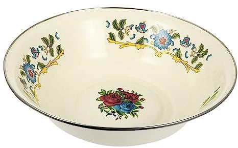 Ciieeo Vintage Enamel Soup Basin Grey Washing up Bowl Retro Kitchenware Handles Strong Hardness Multi-use