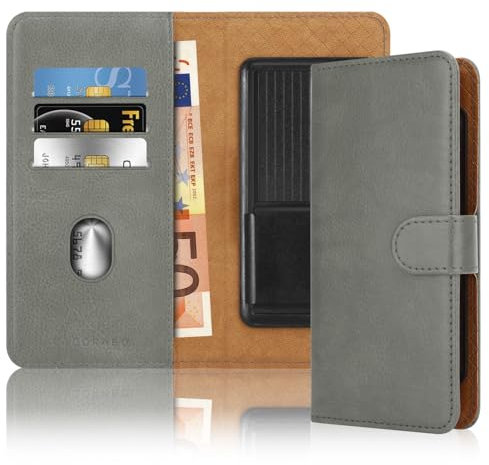 Cadorabo Klapphülle kompatibel mit Fairphone 3-Handyhülle mit Kartenfach, 360 Grad Schutzhülle zum klappen- Flip Case Book Cover PU Leder Handytasche klappbar GRAU