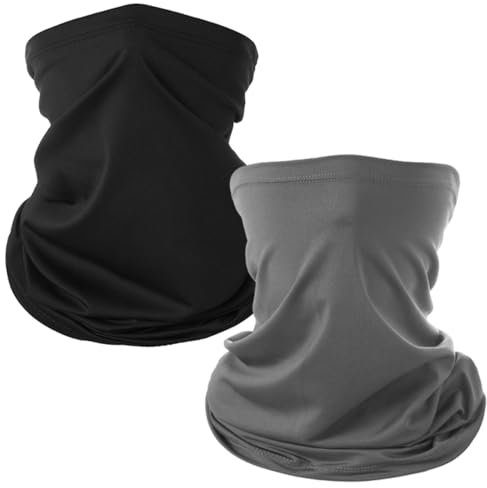 LIURFLNC 2 Stück Schlauchschal Herren, Halstuch, Elastisch Waschbar Multifunktionstuch, Neckwarmer Schnelltrocknend Winddicht Schwarze Maske Warmer für Damen Outdoor Sonnenschutz