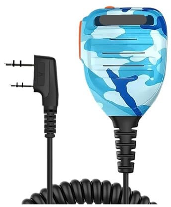 PLACKE Passend for Baofeng Walkie Talkie Lautsprecher Mikrofon PTT Mic Passend for BUV5R UV-16 Pro UV-13 Plus Zweiwegradio Passend for QuanSheng UV-K5(8) UV-K6(Dual PTT-Blue Camo)