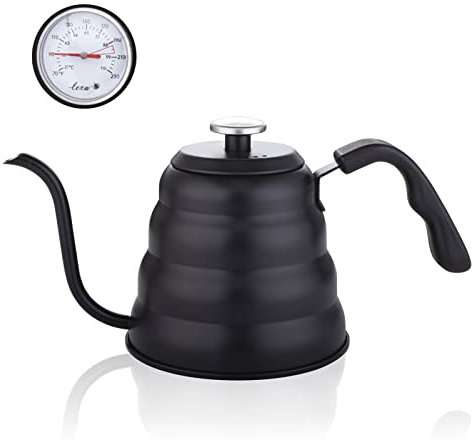 HöHscheid Schwanenhals Wasserkocher, 1200ml / 40oz Edelstahl Wasserkessel Induktion Gooseneck Kettle Kaffeekanne mit Thermometer