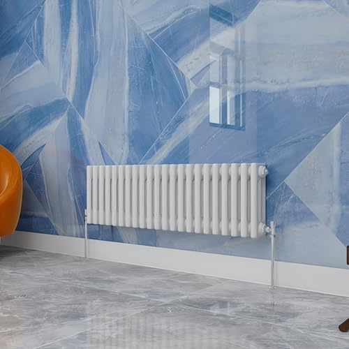 Traditional Household Cast Iron Radiator,White Horizontal 300X1010mm 3 Column Suitable for Multi-Room Central Heating