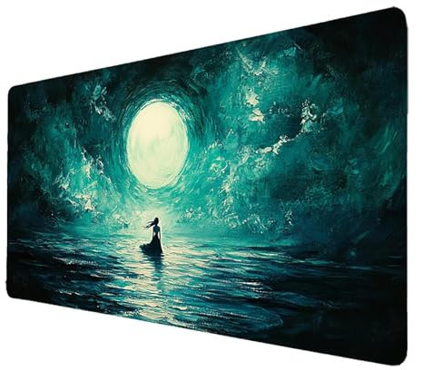 Alfombrilla Ratón xxl 800 x 300 x 3mm Alfombrilla RatóN Gaming Negro Mejorar la precisión y la velocidad, Protector Escritorio Impermeable y Antideslizante, Tapete Escritorio Paisaje para PC 5351
