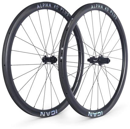 ICANIAN Alpha 40/50 Disc Plus Carbon Disc Rennrad Laufradsatz 700C Center Lock Steckachse Kompatibel mit Shiman0/SR.AM XDR Freilauf (Kompatibel mit Shiman0 Road 11/12-fach, Alpha 40 Plus)