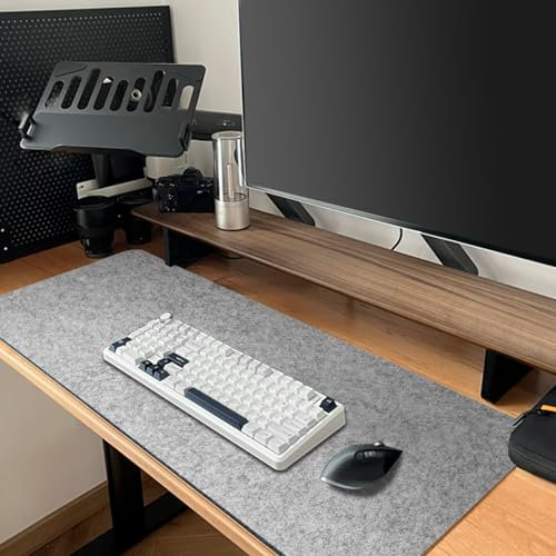 shinfly Schreibtischunterlage Filz, 100X40cm, Schreibtisch Unterlage, Rutschfester Desk Mat, Office-Desktopschutz, Schreibtischmatte für Homeoffice Ausstattung (Grau)