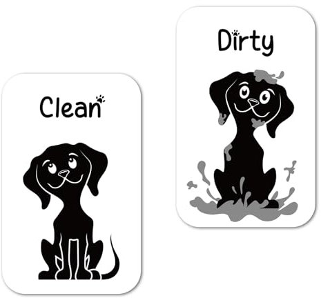 Lustiger Geschirrspüler Magnet Sauber Schmutzig Schild, Doppelseitiger Hund Sauber Schmutzig Flip Magnet für Geschirrspüler Küche Kühlschrank Wohnkultur
