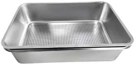 KESOTO Cat Litter Box for Indoor Cats Stainless Steel with Sifter Pet Litter Tray Kitten Toilet