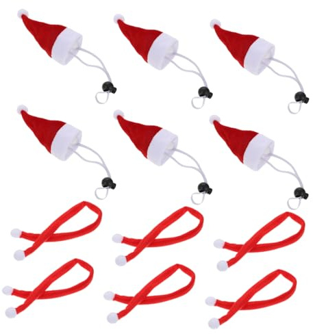 BUGUUYO 6 Sätze Teiliges Weihnachtsmütze und Schal für Haustiere Kreative Weihnachtsmütze für Hühner und Kleine Tiere Warm und Atmungsaktiv für Weihnachtsfeiern und Cosplay
