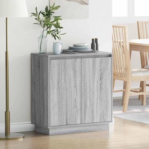 Ziaphsol LED Sideboard aus Holzwerkstoff in Graues Sonoma 71 x 34,5 x 75 cm mit RGB LED Streifenlicht, USB Betrieb, Stauraum für Esszimmer und Wohnzimmer, Innenbereich, modernes Design