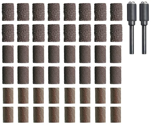 Dremel Sanding Band Kit, 48-Piece Set 6.4mm Sanding Bands with 3 Grits and 2 Mandrels for Rotary and Multi-Tools for Shaping, Smoothing & Finishing