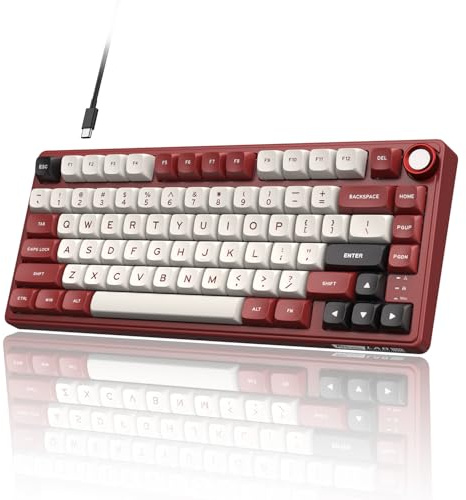 RK ROYAL KLUDGE R75 Mechanische Tastatur mit Lautstärkeregler, 75 % Tastaturdichtung, RGB-Hintergrundbeleuchtung, cremige Tastatur mit MDA-Profil, PBT-Tastenkappen, Hot-Swap-fähiger, vorgeschmierter