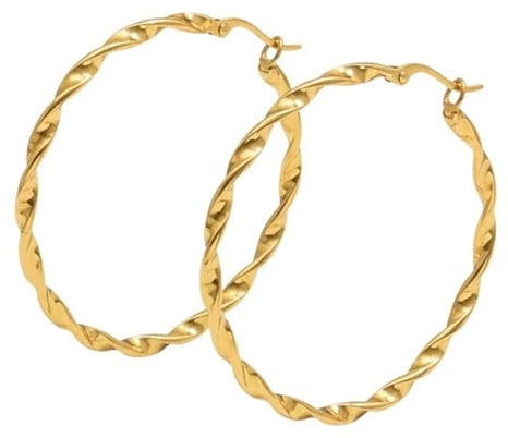 Karma NH10890801 Ohrringe Creolen 5 cm Gold Edelstahl Damenohrringe Ohrschmuck Damenschmuck Damen Ohrringe wasserfest hypoallergen