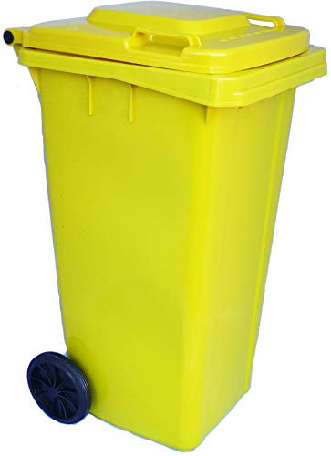 120 Litre Wheelie Bin - Yellow - Council Approved EN840 Waste Recycling