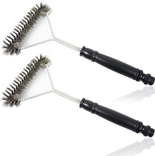 2 Stück HSM Grillbürste 30 cm Drahtbürste Reinigungsbürste Grillreinigungsbürste Grillreiniger dreiseitige BBQ Grillbürste Grillrostreiniger (1)