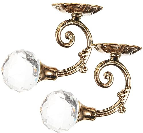 2pz Ganci per Tende a Muro Fermatenda Panneggio Muro Porta Titolare Ganci Appendiabiti Nappa (Dorato)