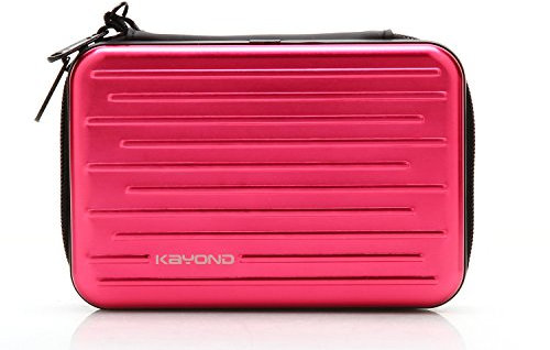KAYOND Anti-shock Silver Aluminium Carry Travel Protective Storage Case Bag for 2.5 Inch Portable External Hard Drive HDD USB 2.0/3.0 (Red)