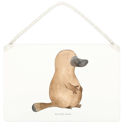 Mr. & Mrs. Panda DIN A4 Deko Schild Schnabeltier Mut - Geschenk, Urlaub, Tür Schild, Meer, Holzschild, Arbeit, Training, Wandschild, Türschild,