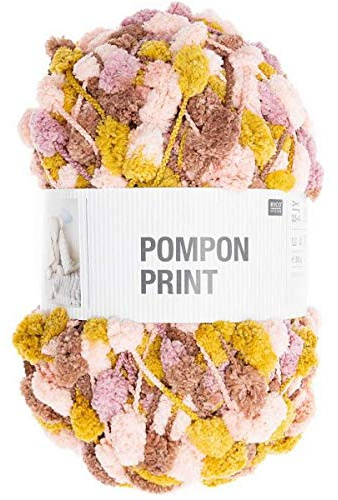 Rico Pompon Print - Mustard/Berry (035)