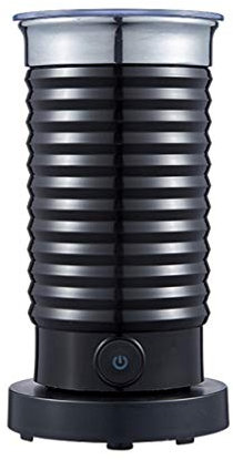 QREZ Montalatte Elettrico Automatico, 500W 300Ml Montalatte Elettrico Cappuccino Acciaio Inossidabile Controllo Temperatura Schiuma per Latte E caffè Calda E Fredda,Nero