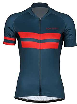 Sundried Women's Short Sleeve Retro Cycle Jersey Road Bike Cycling Top Ladies Mountain Bike Shirt (Blue, L)