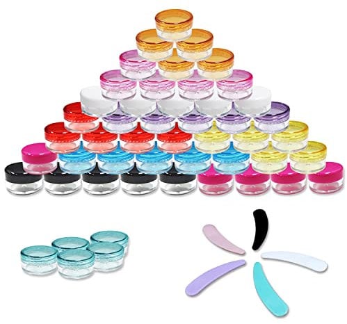 Kleine Dosen mit Deckel Plastik 50 Stück 5g 5ml Runde Bunt Vorratsdosen mit Deckel Luftdicht, Mini Behälter Döschen für Lipgloss Lippenbalsam Creme Gesichtscreme Gel Nail Polish Kosmetik Proben usw