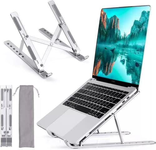 Nestling Laptop Stand, 6 Level Height Adjustable, Aluminum Ventilated Cooling Macbook stand Laptop Riser, Silicone Non-slip Notebook Riser Mount 10-17''