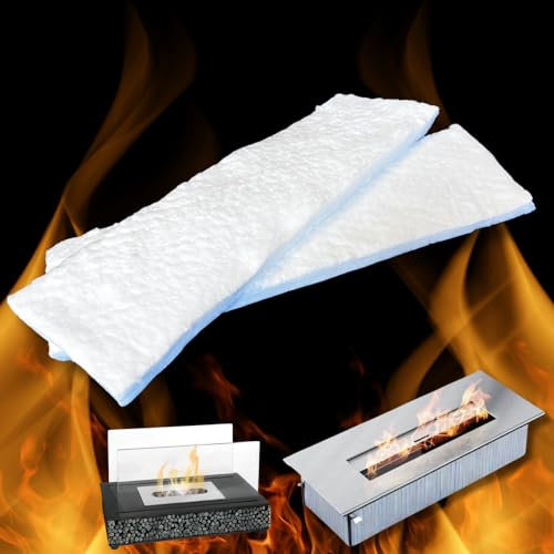 CARAK® Spugna Ceramica Camino Bioetanolo; 2 pezzi Lana Ceramica per Caminetto Bioetanolo - Consumo Minore & Durata Bioetanolo Aumentata fino al 30% - Maggiore Sicurezza Made in Italy.…
