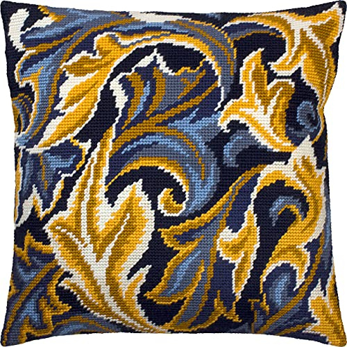 Brvsk Akanthus. Gestempeltes Kreuzstich Kissen mit bedruckter Gobelin (40 × 40 cm) Kissenset mit gestempeltem Kreuzstich für kreative Inneneinrichtung Handarbeitsset für erwachsene Anfänger