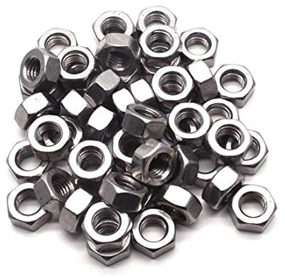 TERF M4 Hex Hexagon Nut M4 (4mm) Steel Hex Full Nuts - Pack of 200, Silver