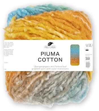 Pro Lana Piuma cotton 50g/140m Lauflänge, harmonischen Farbverlauf, NS 4,0-5,0 (orange/türkis)