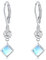 Mondstein Ohrringe Damen, 925 Sterling Silber Mondstein Creolen Ohrringe Hängend Ohrhänger Tropfen Leverback Regenbogen Mondstein Schmuck Geschenk Valentinstag für Frauen Mädchen Kinder