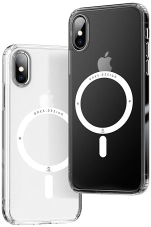 ONES für iPhone X/Xs Hülle, Hybrid Magnetisch Handyhülle, mit MagSafe, Militärnorm Schutz, stoßfester Airbag, Anti-gelbe 9H Härtegrad Glas, Silikonhülle, Kratzfest, dünne, transparent 0811-A-514
