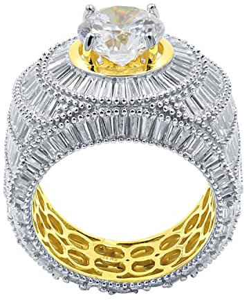 Sterling 925er Silber Iced Out Ring - CROWN gold - 9