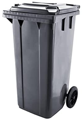 Bc-elec - Cubo de basura para exteriores GX-009A de 100 litros, cubo de basura de 100 litros con ruedas, 48 x 55 x 81 cm, color gris