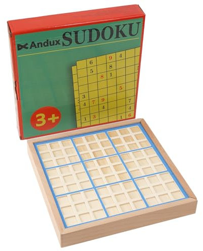 Andux Holz Sudoku Brett Spiele Mit Schublade SD-02 (Blau)