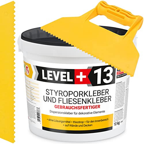 Styroporkleber 10kg + Kunstoffspachtel Dreieck-Zahnung, Korkkleber Renoviervlies Dispersionkleber Flisenkleber Montagekleber SET RM13 KT