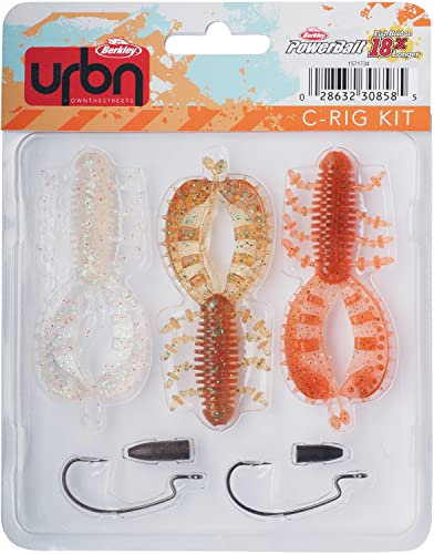 Berkley URBN C-Rig Kit, Packung mit 3 Gummiködern, speziell ausgewählt von Berkley's Street Fishing Experten, Carolina Rig, ideal zum Fangen von Barsch, Hecht und Zander, inklusive Haken und Gewichten