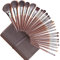 ENZO KEN Ensemble de Pinceaux de Maquillage Professionnels de Luxe en Poils de Chèvre Naturels, 24 Pinceaux de Qualité avec Sac à Roulettes, Extra Doux pour Visage, Yeux, Fard à Paupières.
