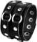 JewelryWe Schmuck Leder Armband Herren Punk Rock Gothic Breit Manschette Lederarmband mit Doppelt Ring Kreis Nieten Geflochten Verstellbar Armreif Geschenke für Männer Schwarz