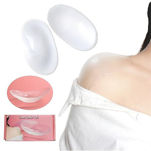 CUKIN 1 Paar Schulterpolster Silikon Selbstklebend, Transparentes unsichtbares weiches verstärktes Schulterpolster damen, Schulterpolster Verstärker für Frauen Männer Schulter Anti-Rutsch-Pads
