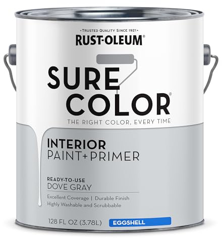 Rust-Oleum 380223 Dove Gray Sure Color Interior Paint + Primer, Eggshell, 1 Gal