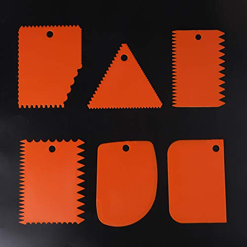 Tonschaber aus Kunststoff Töpferei Werkzeuge für Erwachsene Clay Scraper 6 Stück Orange Kunststoff Clay Scraper Griff Kreative Hobbys Geschnitzte Weiche Ton Skulptur DIY Werkzeug