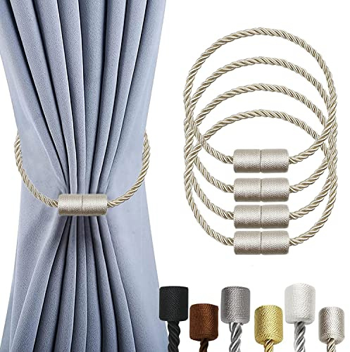OCIOLI 4 Pack magnetischen Vorhang Krawattenhalter Vorhang Krawattenhalter Vorhang Krawatten mit dickeren Twist Rope & Starke Magnet Krawatte zurück für Vorhänge